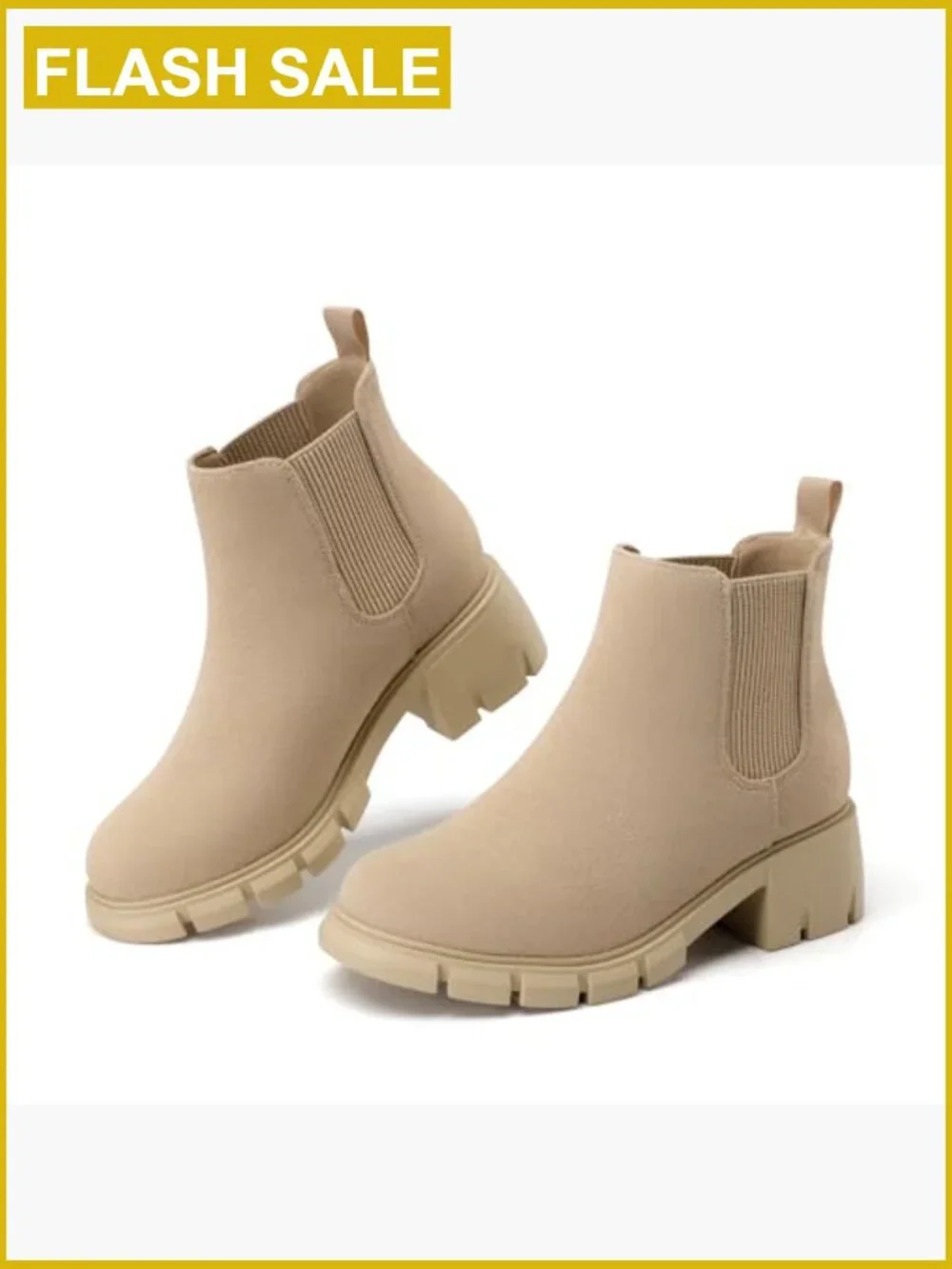 Girls Slip On Lug Sole Chelsea Booties Ankle Boots Toddler Kid